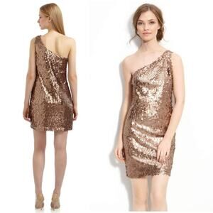 Alexis Admor Gold Brown Sequin Cocktail Dress New with tags Size Medium